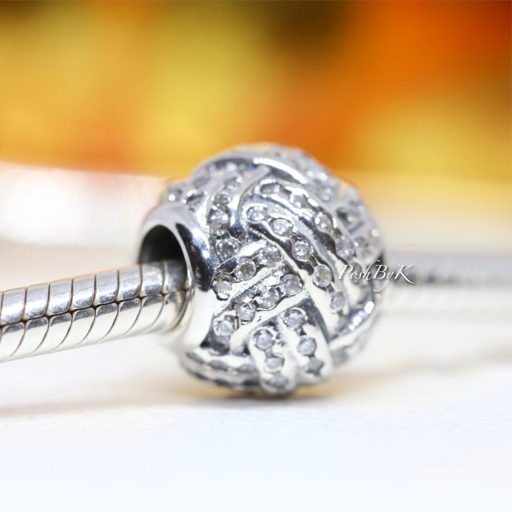 PANDORA  SPARKLING LOVE KNOT CHARM 791537CZ - Picture 3 of 4